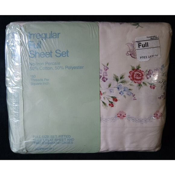 Vintage Floral Irregular Full Sheet Set Fitted & Flat Sheet / Double Pillowcases - Picture 1 of 7